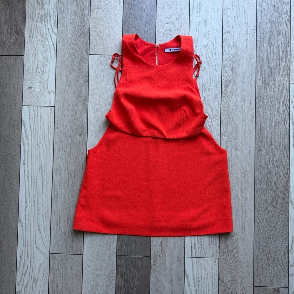 Alexander Wang Layered Stretch Crepe Cutout Backless Orange Top